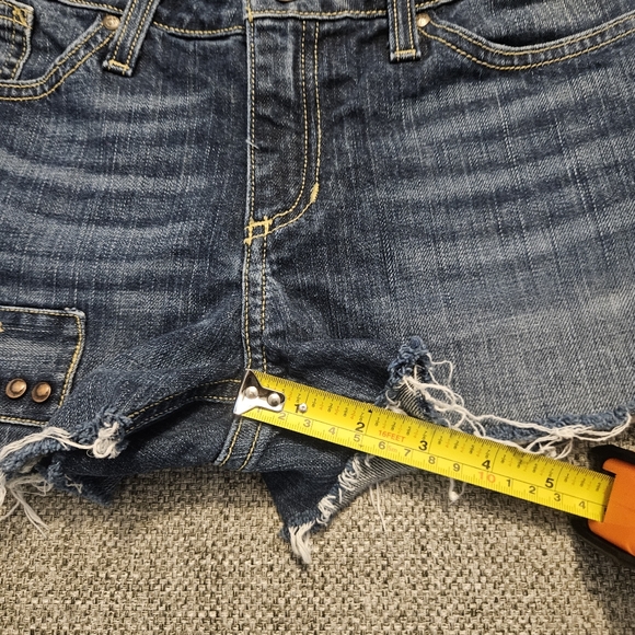 GYPSY SOULE  Raw Hem Denim Blue Jean Shorts Sz 2/26 Mesium Wash - Picture 8 of 11